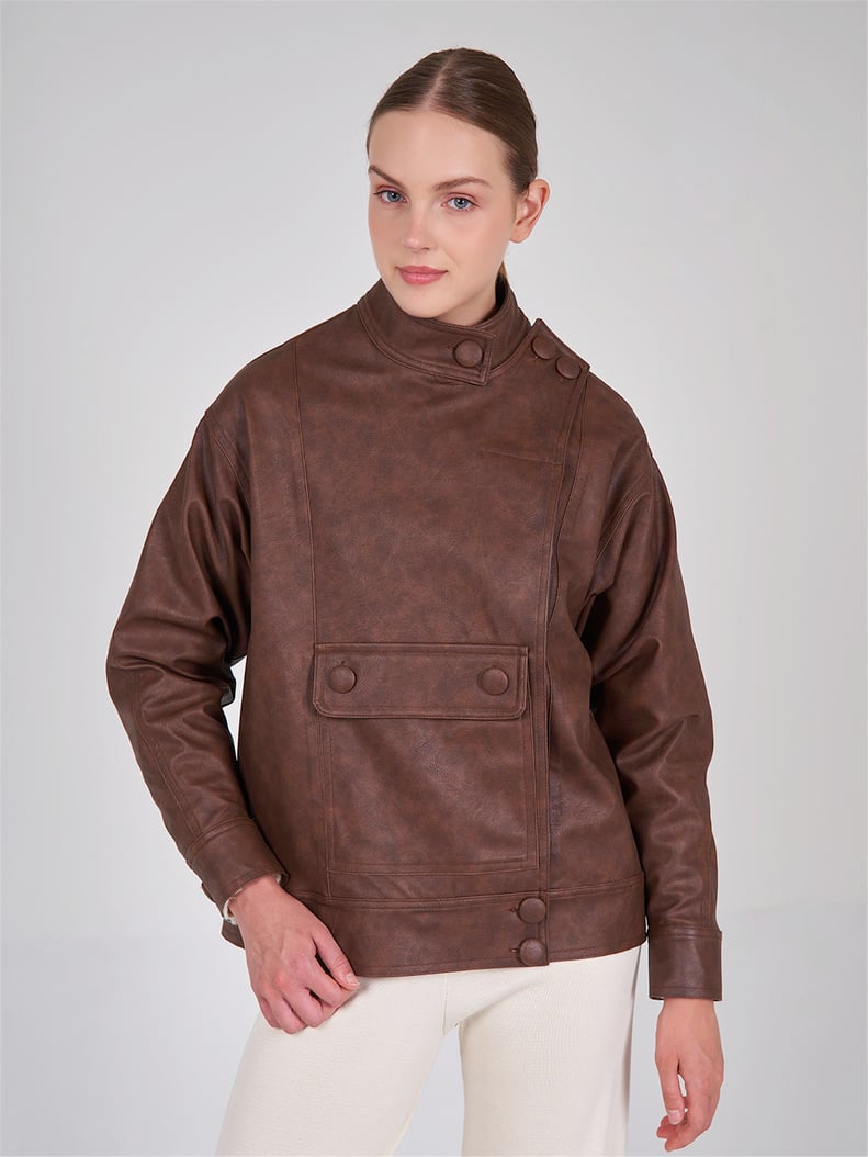 Giubbotto in pelle con marsupio Lefon W24W-160685