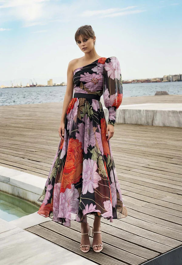 Abito Monospalla in Chiffon Mischalis M3-874501