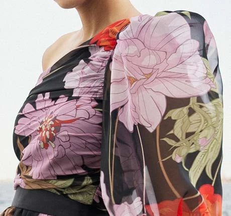 Abito Monospalla in Chiffon Mischalis M3-874501