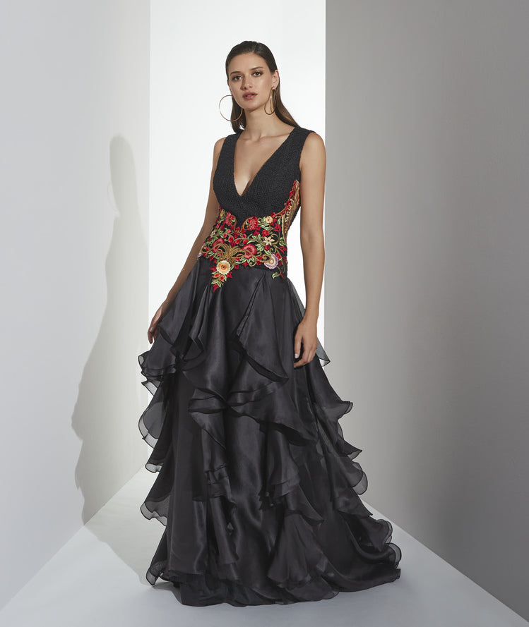 ABITO  MATILDE CANO GUIPUR  FALDA VOLANT